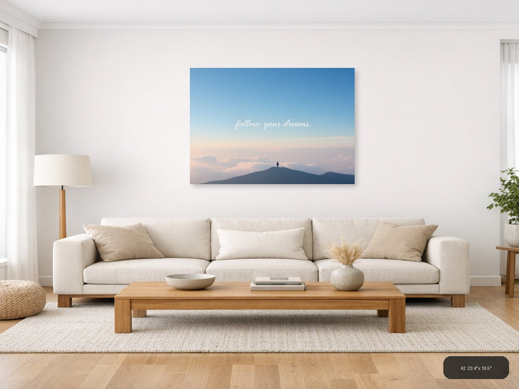 Minimalist Mountain Peak Motivational Wall Art — A2 / Living Room
