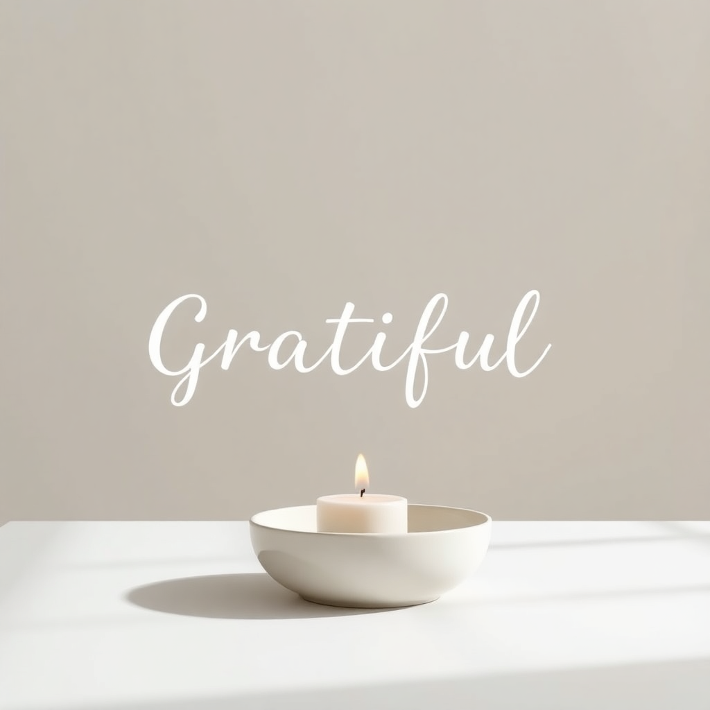 Grateful Minimalist Candle Wall Art Print