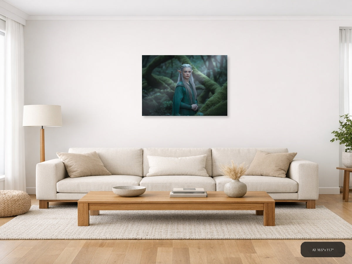Fantasy Elf Portrait in Enchanted Forest Photography Wall Art — A3 / Living Room