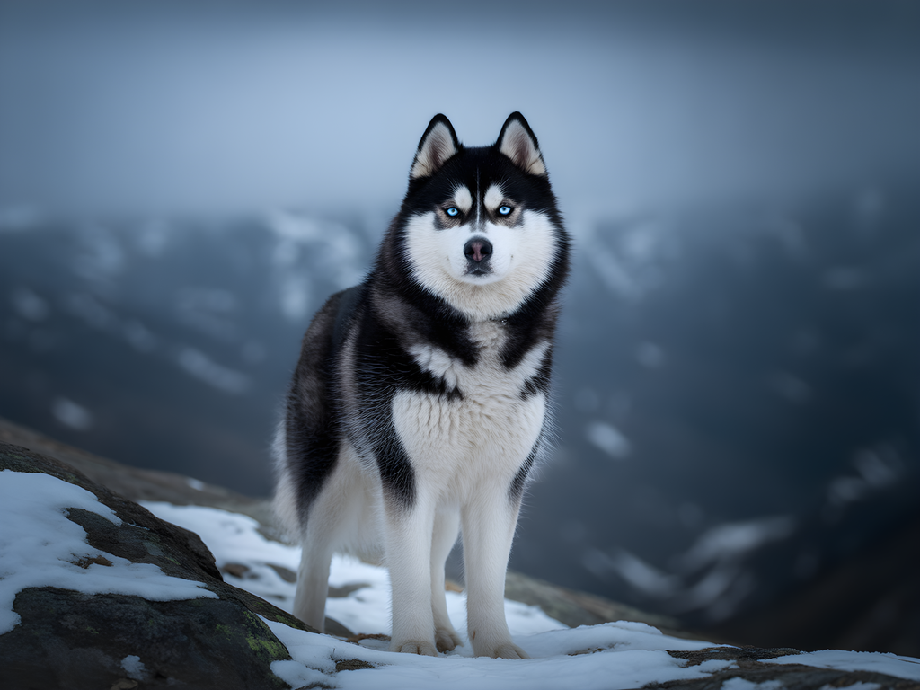 Husky in Mountain Snow Storm - Wildlife Photography Wall Art