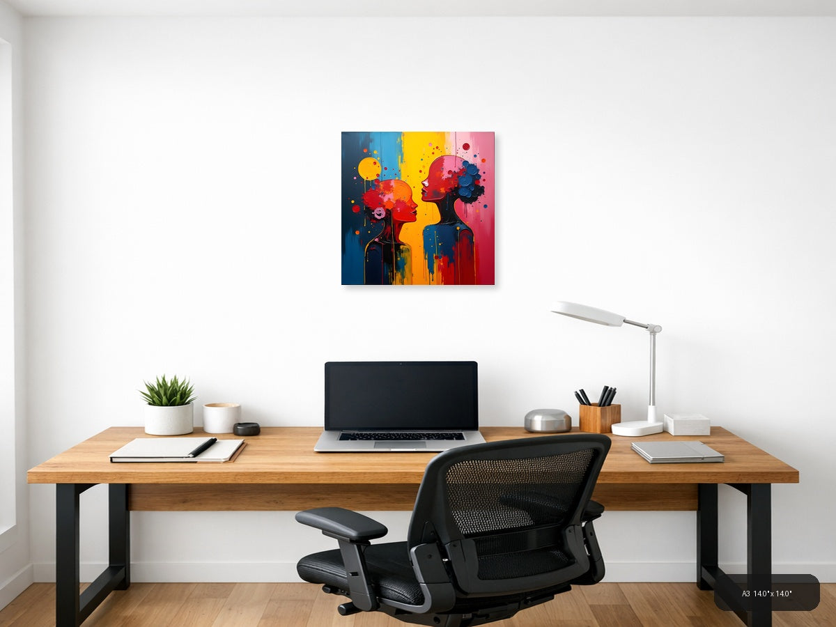Colorful Abstract Silhouettes Communication Wall Art — A3 / Office