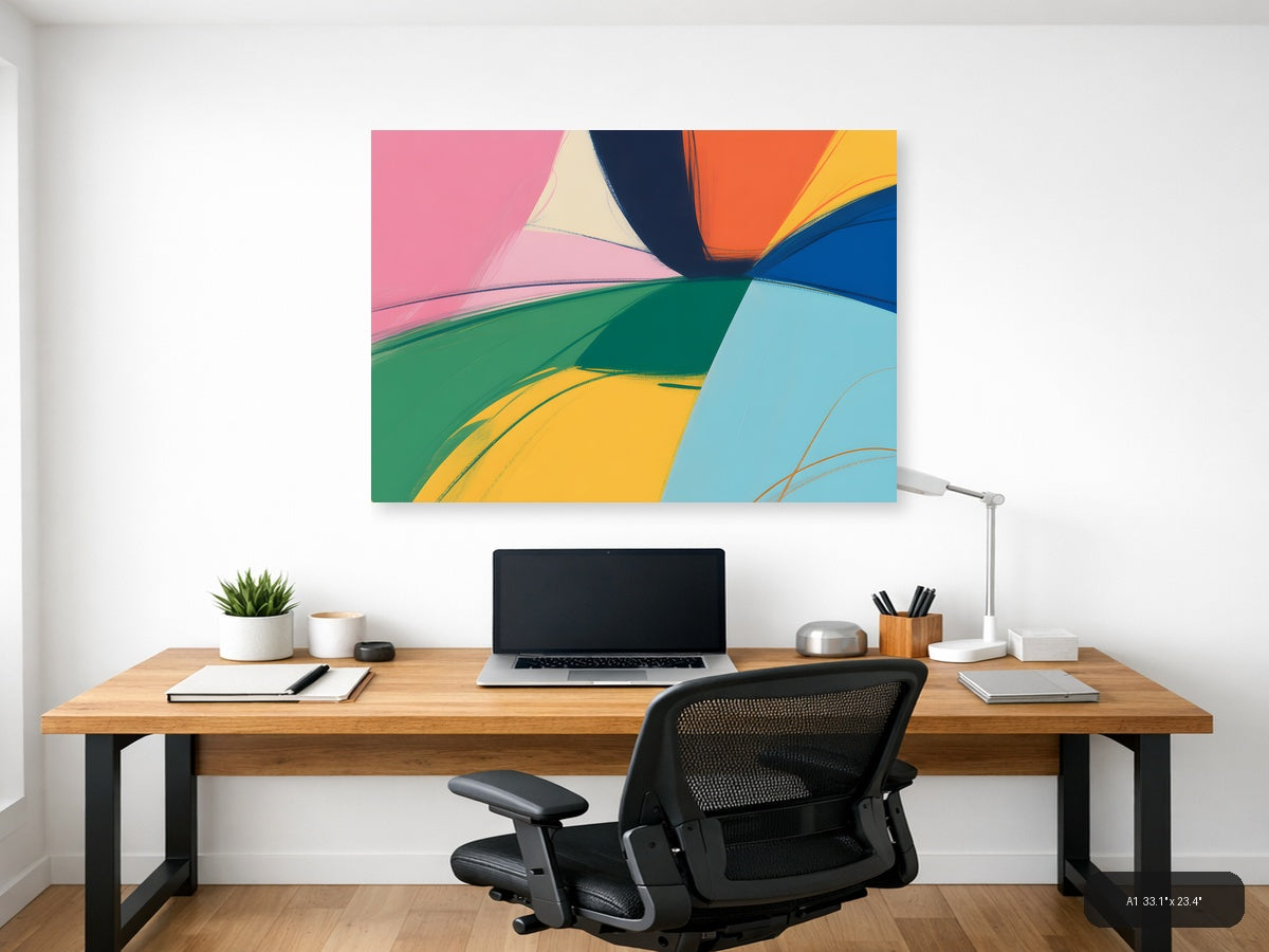 Colorful Abstract Curved Shapes Modern Landscape Wall Art — A1 / Office