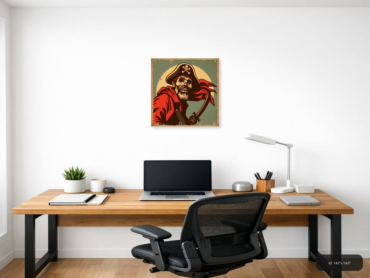 Pirate Skull Vintage Poster Wall Art — A3 / Office