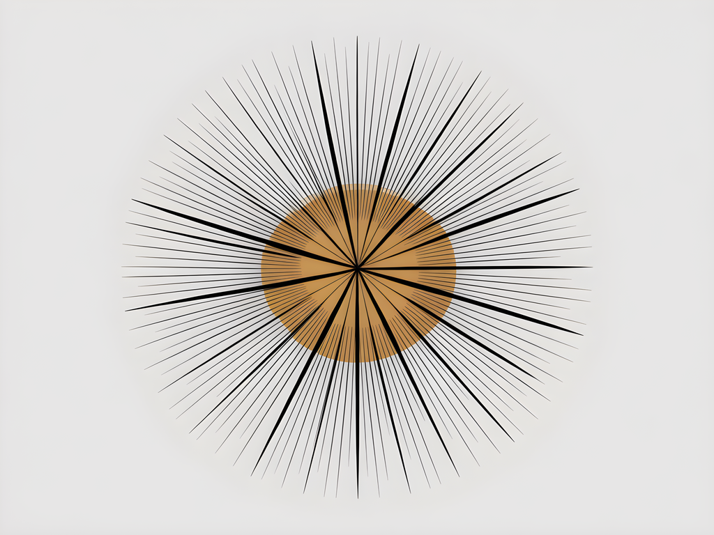 Abstract Sunburst Line Art with Bronze Center Wall Art