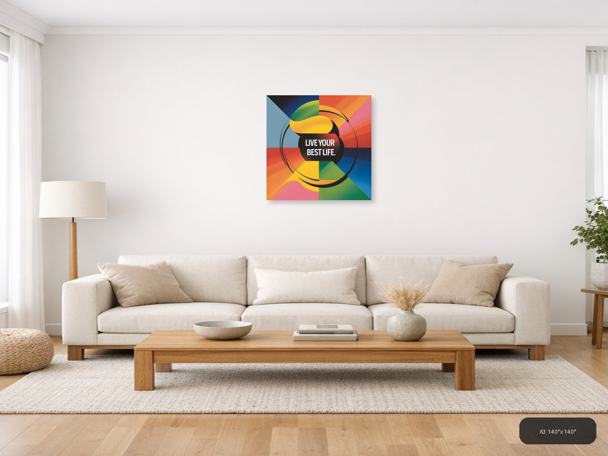 Colorful Abstract Circle Motivational Photography Wall Art — A3 / Living Room