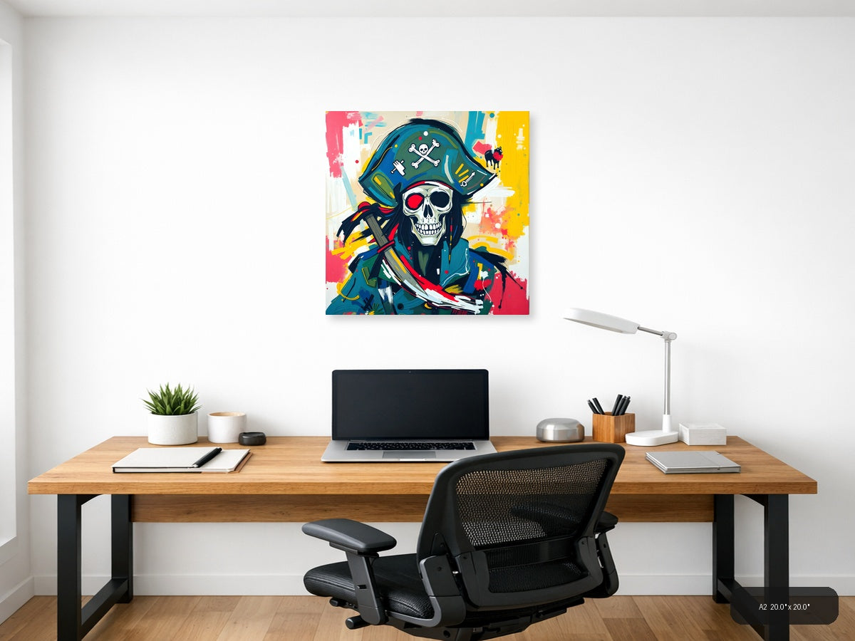 Pirate Skull Abstract Pop Art Colorful Wall Art — A2 / Office