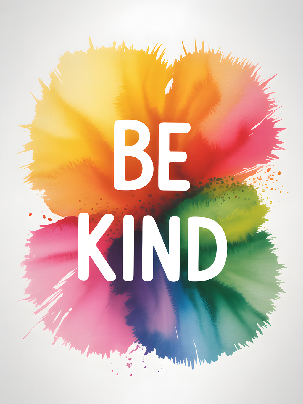 Be Kind Watercolor Splash Portrait Wall Art