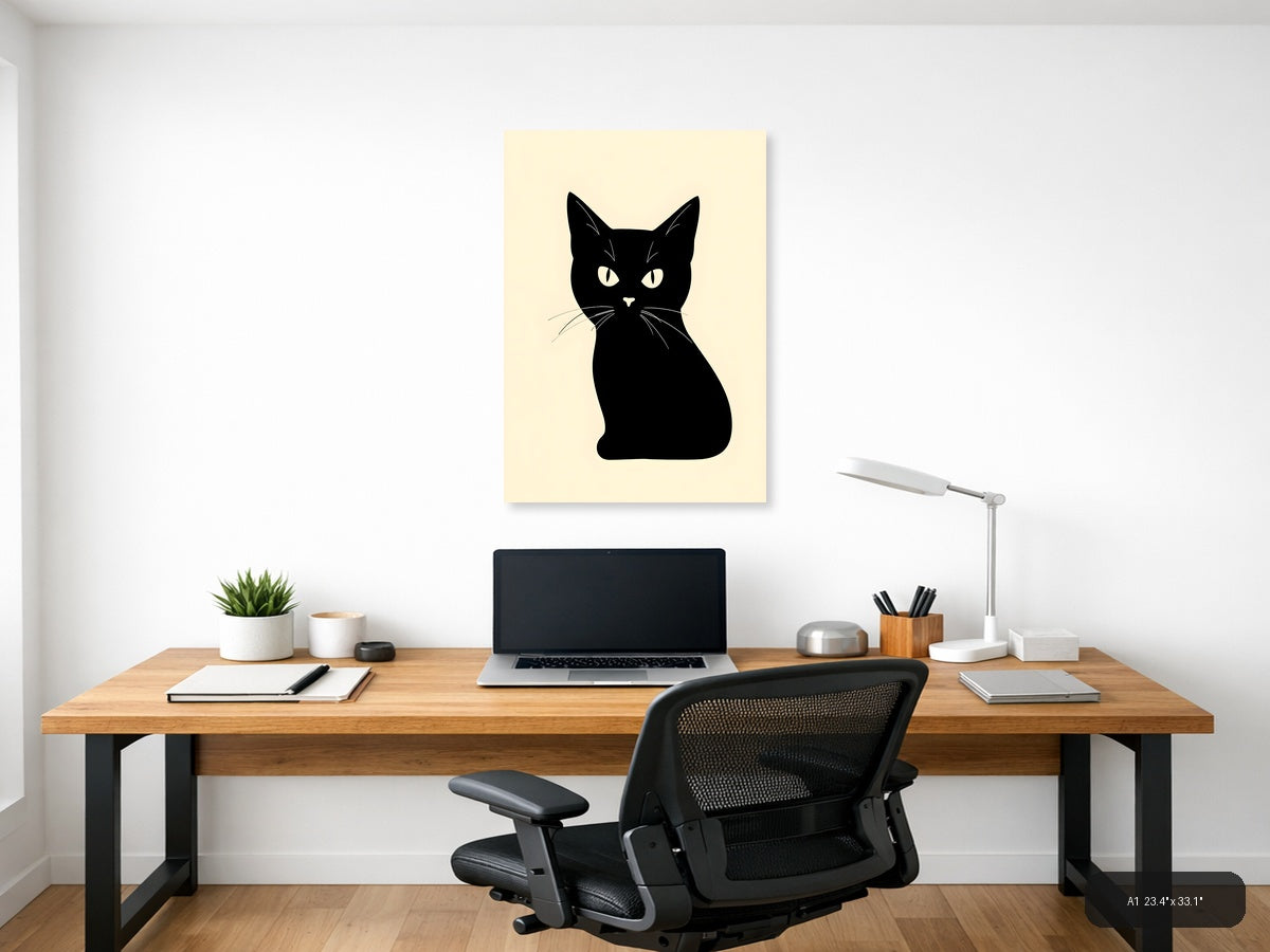 Black Cat Canvas Print | Minimalist Wall Art | A4 A3 A2 A1 — A1 (Office)