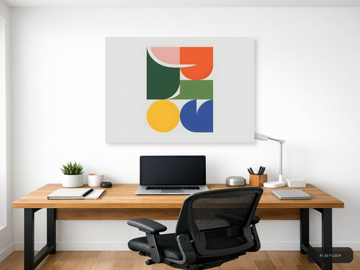 Minimalist Geometric Shapes in Bold Colors Wall Art — A1 / Office