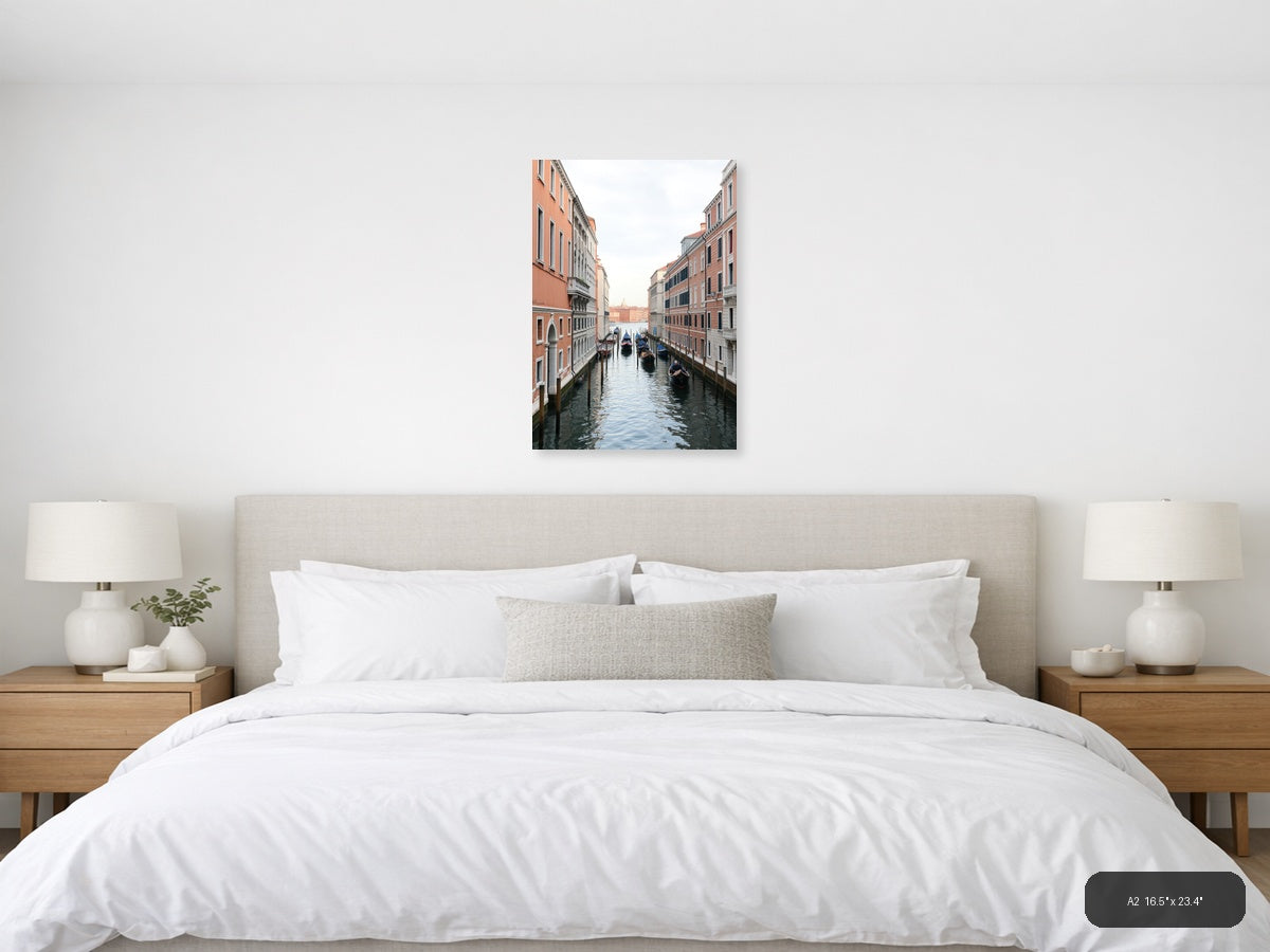 Venice Canal Gondolas & Architecture | Minimalist Travel Wall Art — A2 (Bedroom)