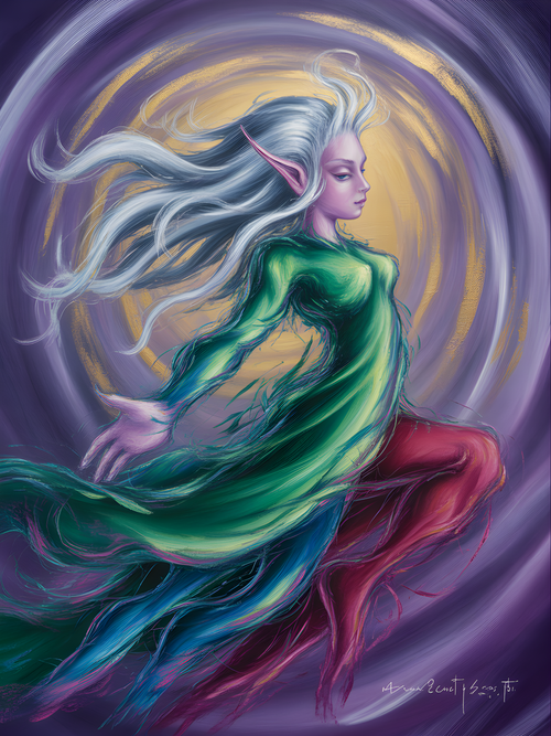 Abstract Ethereal Woman with Flowing Hair Portrait Wall Art