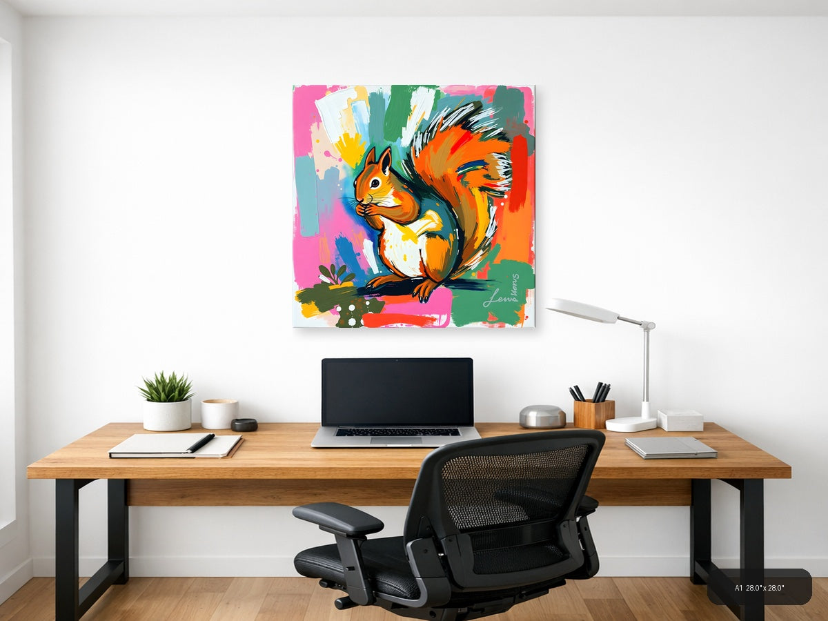 Colorful Abstract Squirrel Pop Art Wall Art — A1 / Office