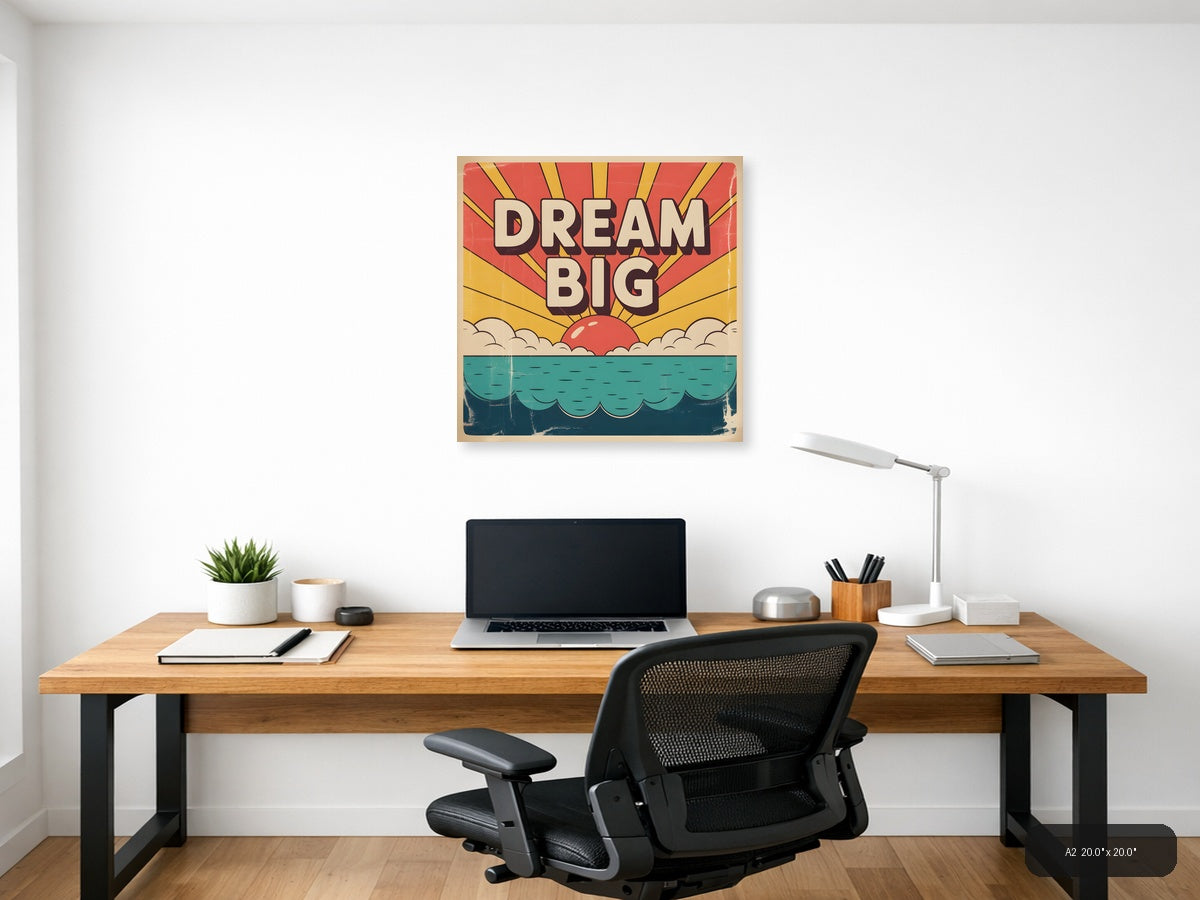 Dream Big Vintage Sunrise Ocean Wall Art — A2 / Office