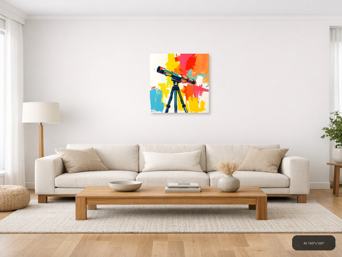 Colorful Telescope Abstract Splatter Wall Art — A3 / Living Room