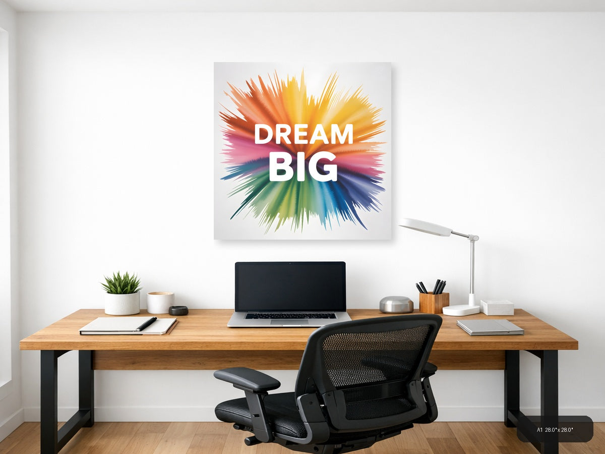 Dream Big Watercolor Burst Rainbow Wall Art — A1 / Office