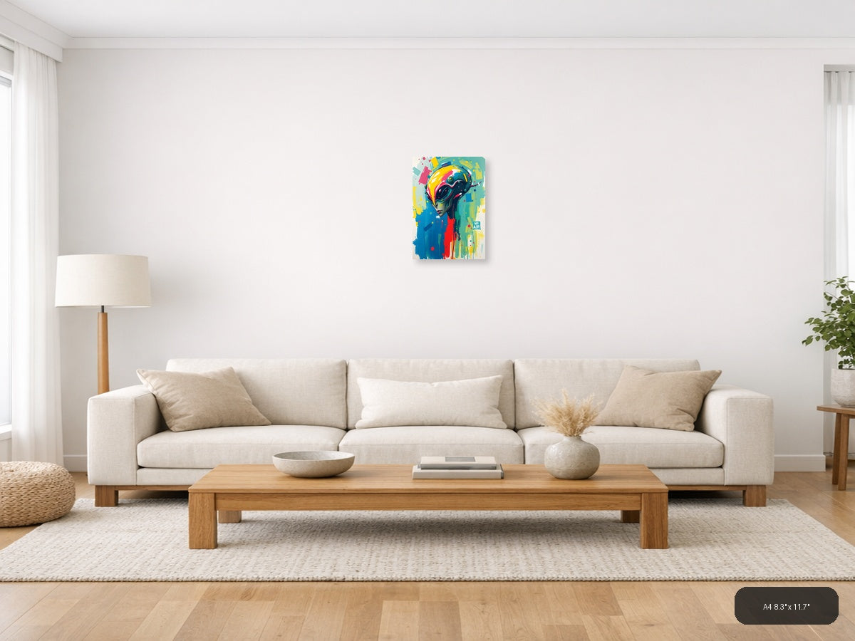 Colorful Abstract Robot Head Portrait Wall Art — A4 / Living Room