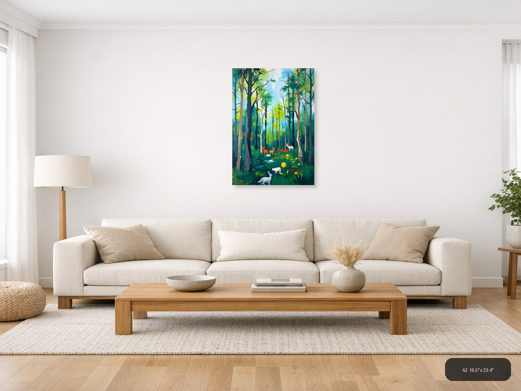 Forest Wildlife Abstract Portrait Wall Art — A2 / Living Room