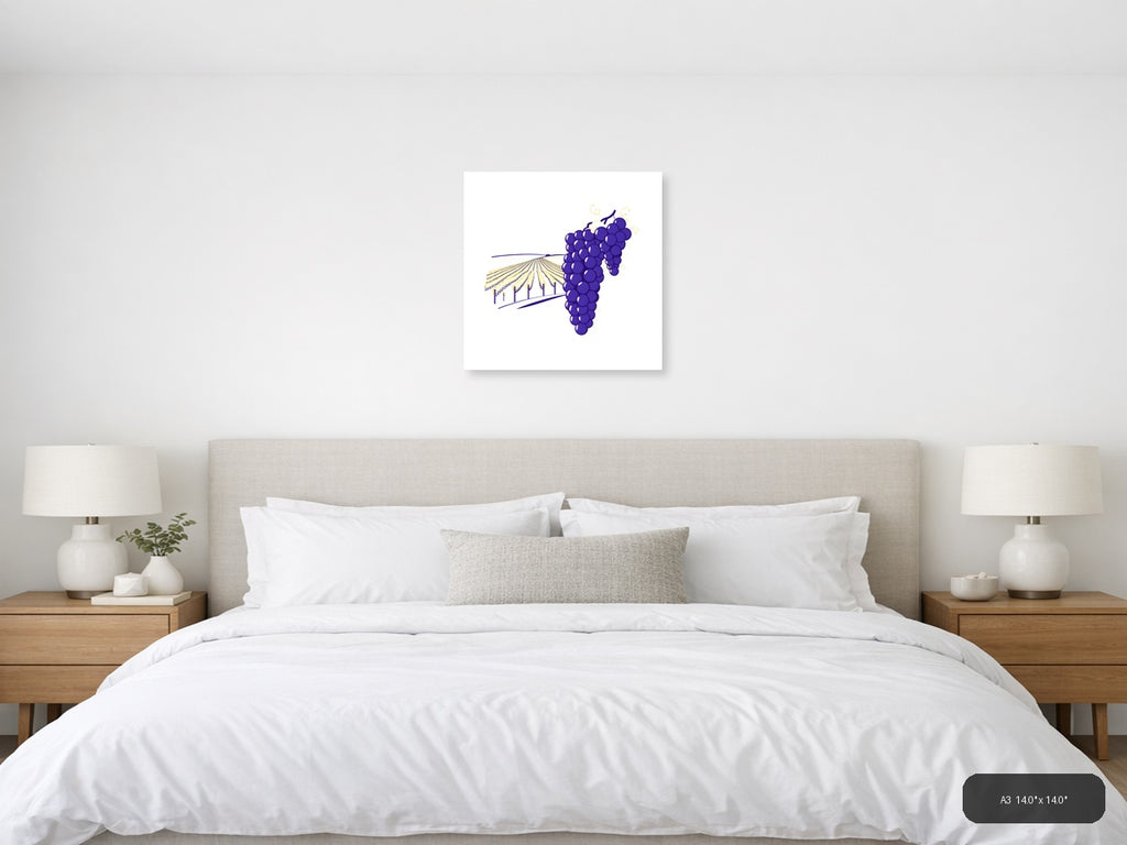 Minimalist Purple Grapes Vineyard Field Wall Art — A3 / Bedroom