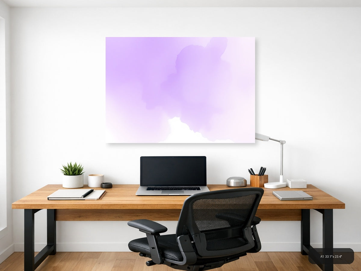 Purple Misty Mountain Watercolor Landscape Wall Art — A1 / Office