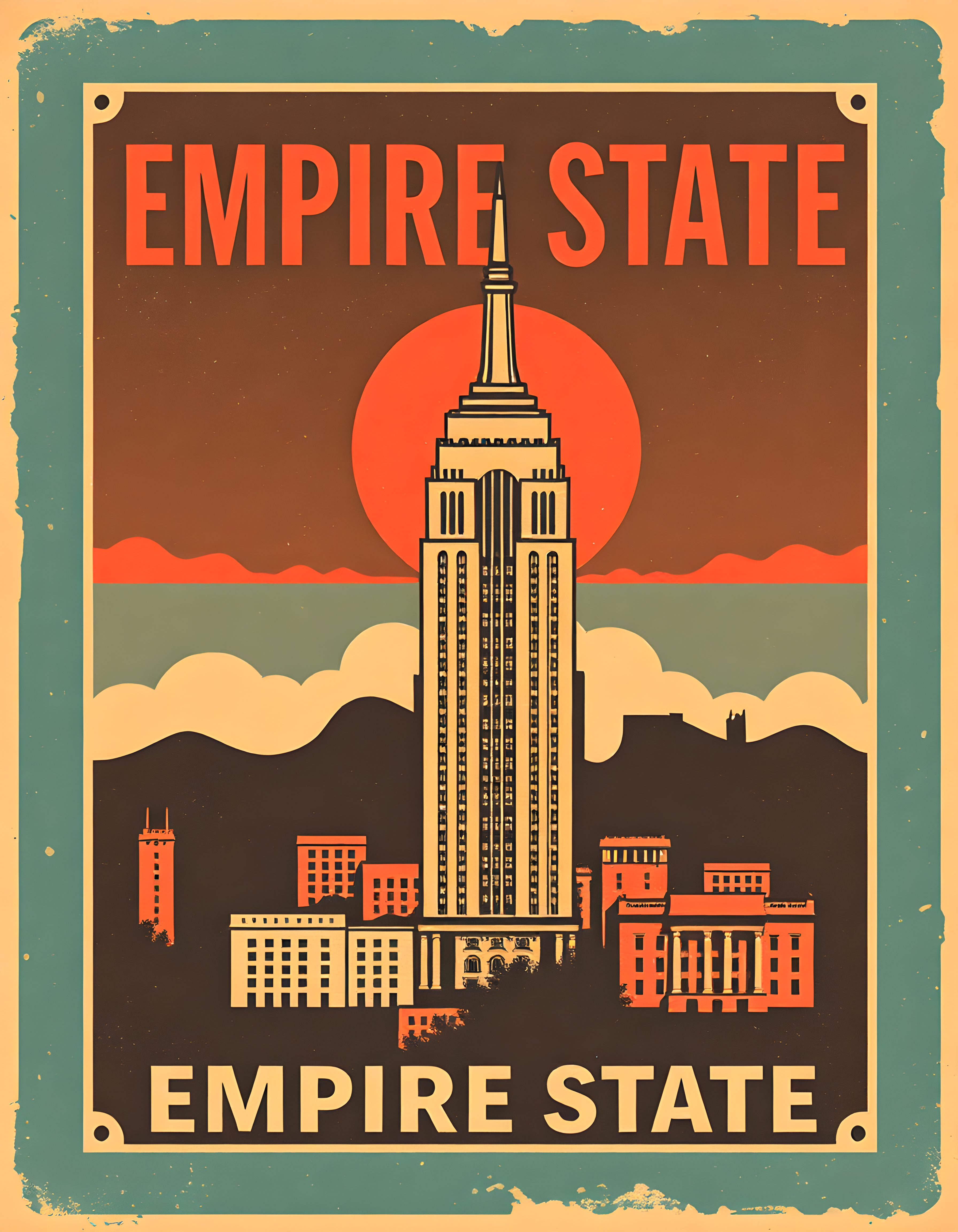 Empire State Building Vintage Poster Wall Art