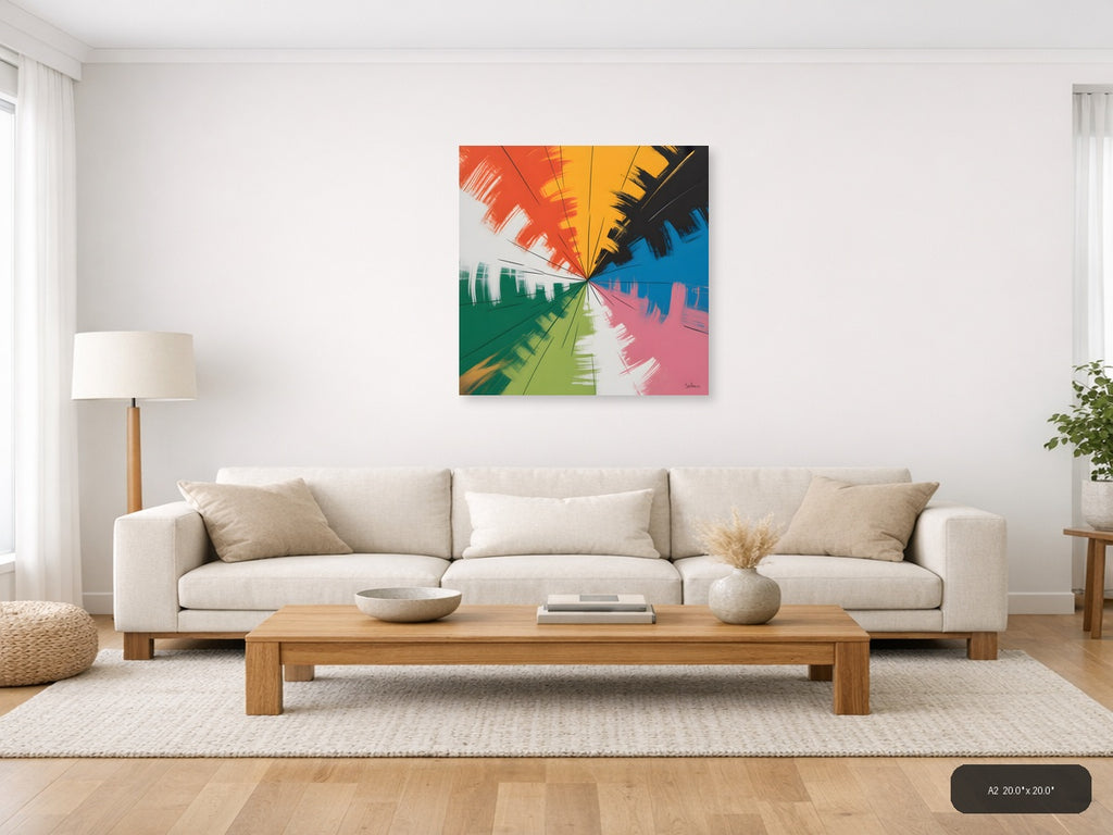Radiant Color Wheel Abstract Sunburst Wall Art — A2 / Living Room