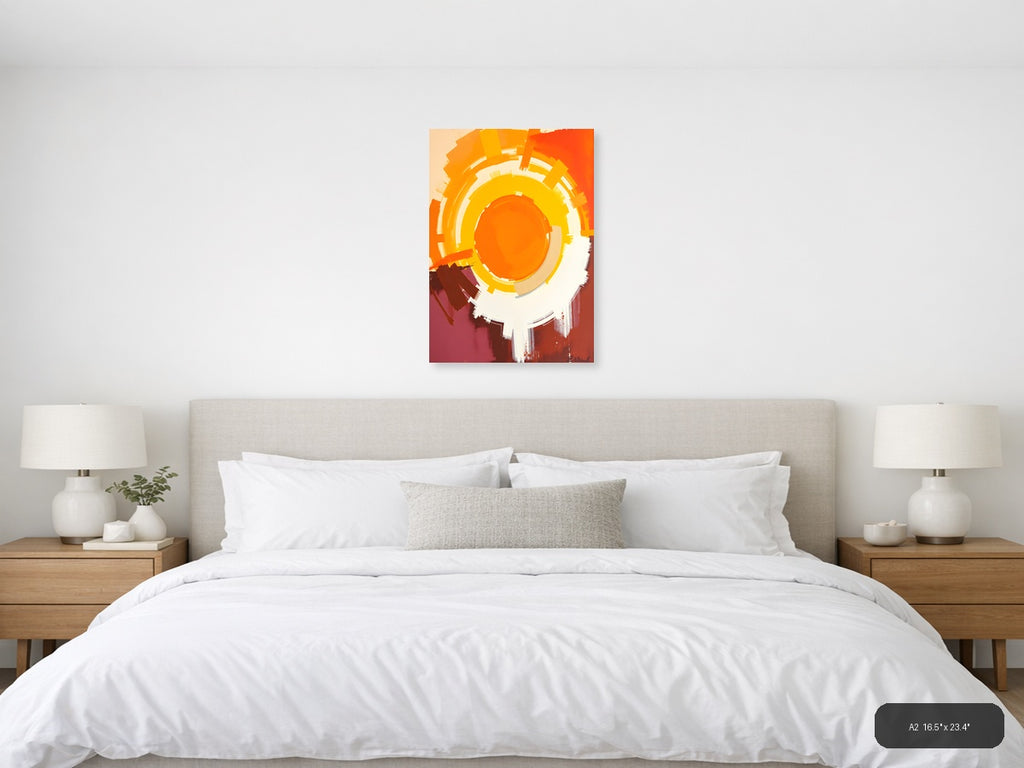 Abstract Concentric Circles Orange Yellow Wall Art — A2 / Bedroom
