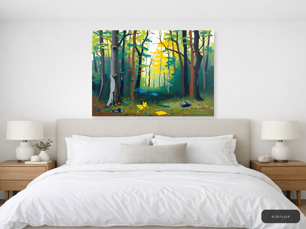 Abstract Forest Stream Landscape Wall Art — A1 / Bedroom