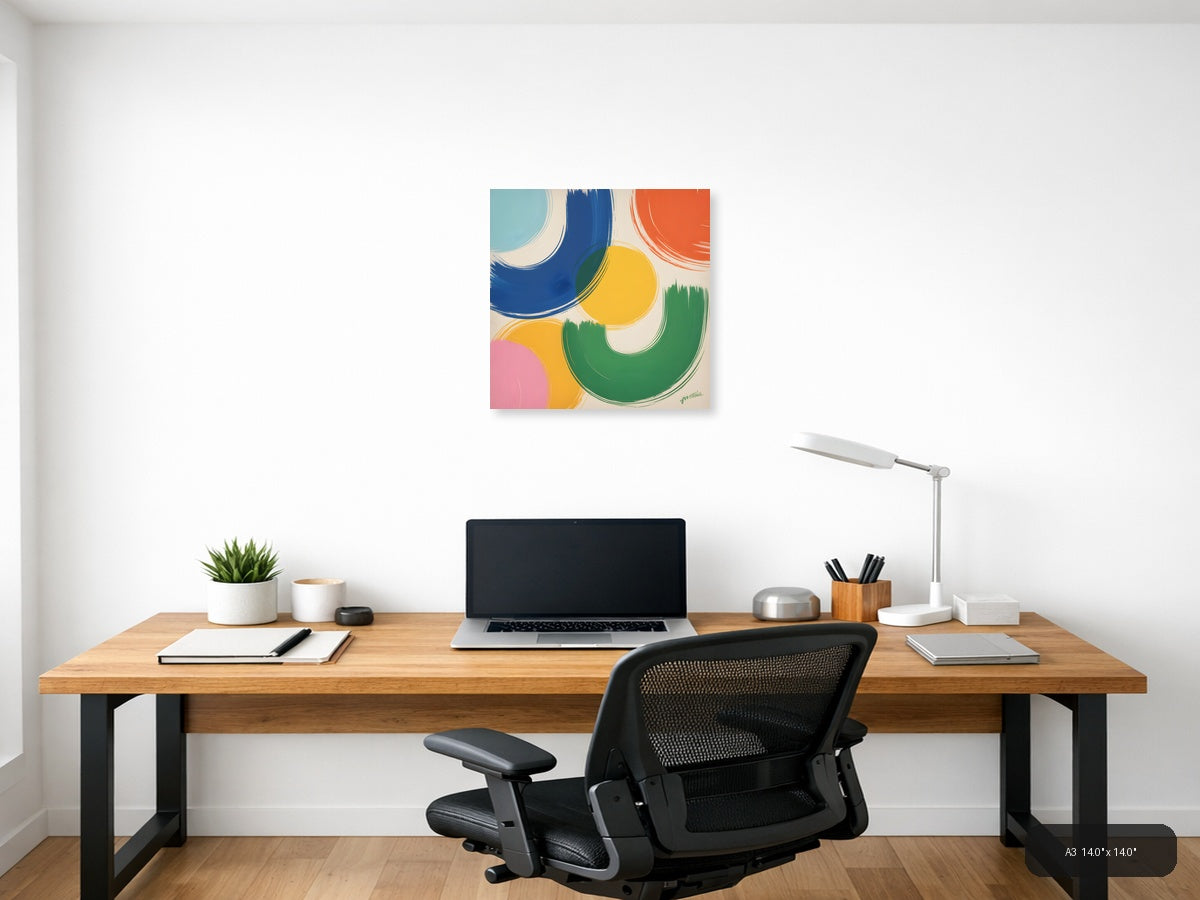 Colorful Abstract Circles Modern Wall Art — A3 / Office