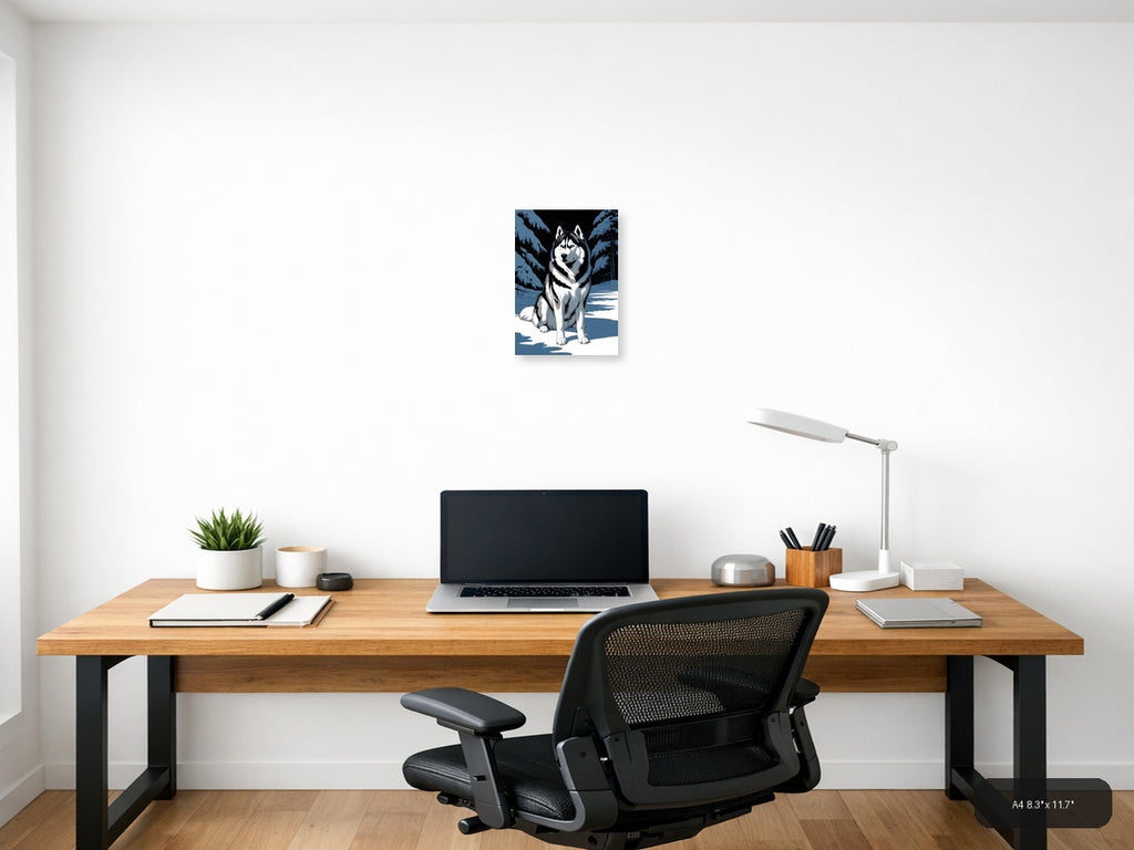 Husky in Winter Forest Snow Photography Wall Art — A4 / Office