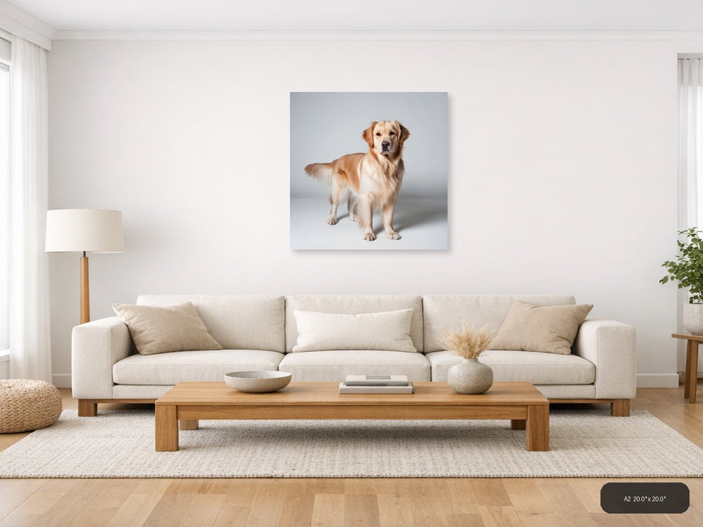 Golden Retriever Portrait Minimalist Wall Art — A2 / Living Room