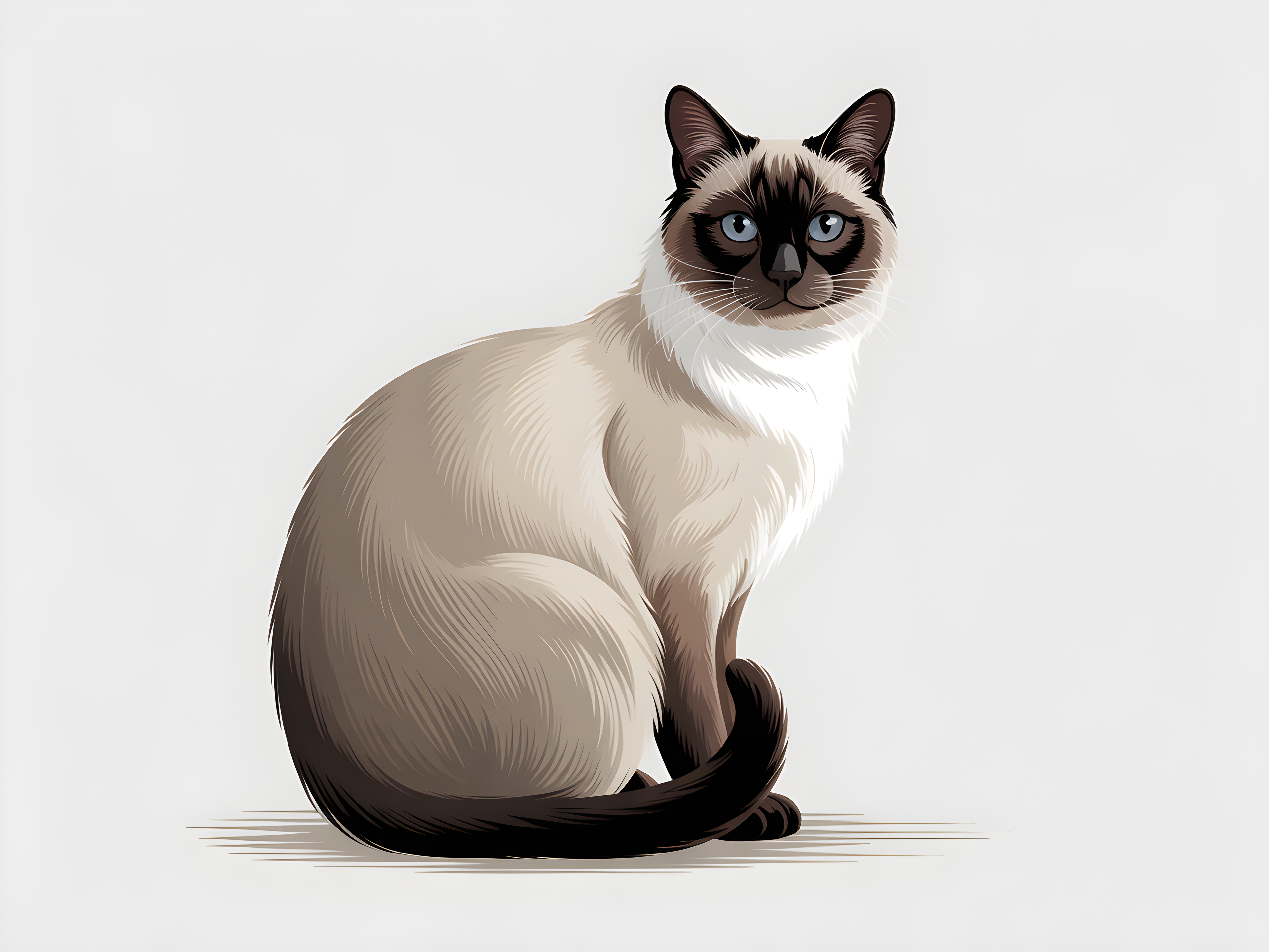 Siamese Cat with Blue Eyes Minimalist Wall Art