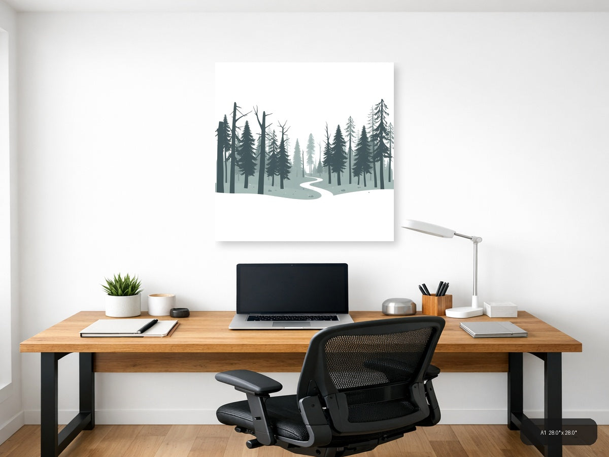 Minimalist Forest Path Canvas Wall Art — A1 / Office