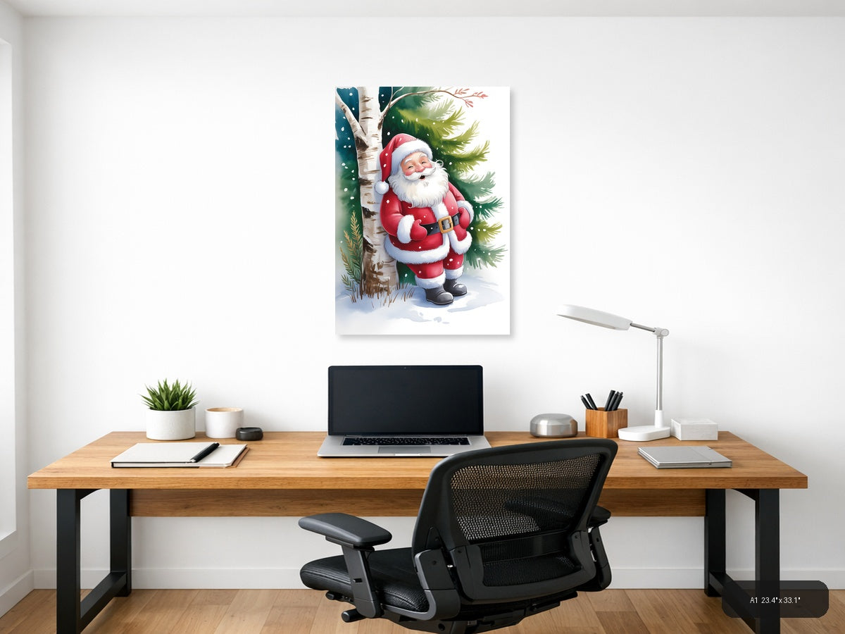 Santa Claus by Birch Tree Watercolor Wall Art — A1 / Office