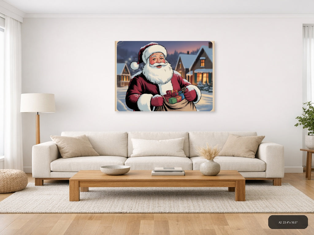 Vintage Santa Claus Christmas Holiday Wall Art — A2 / Living Room