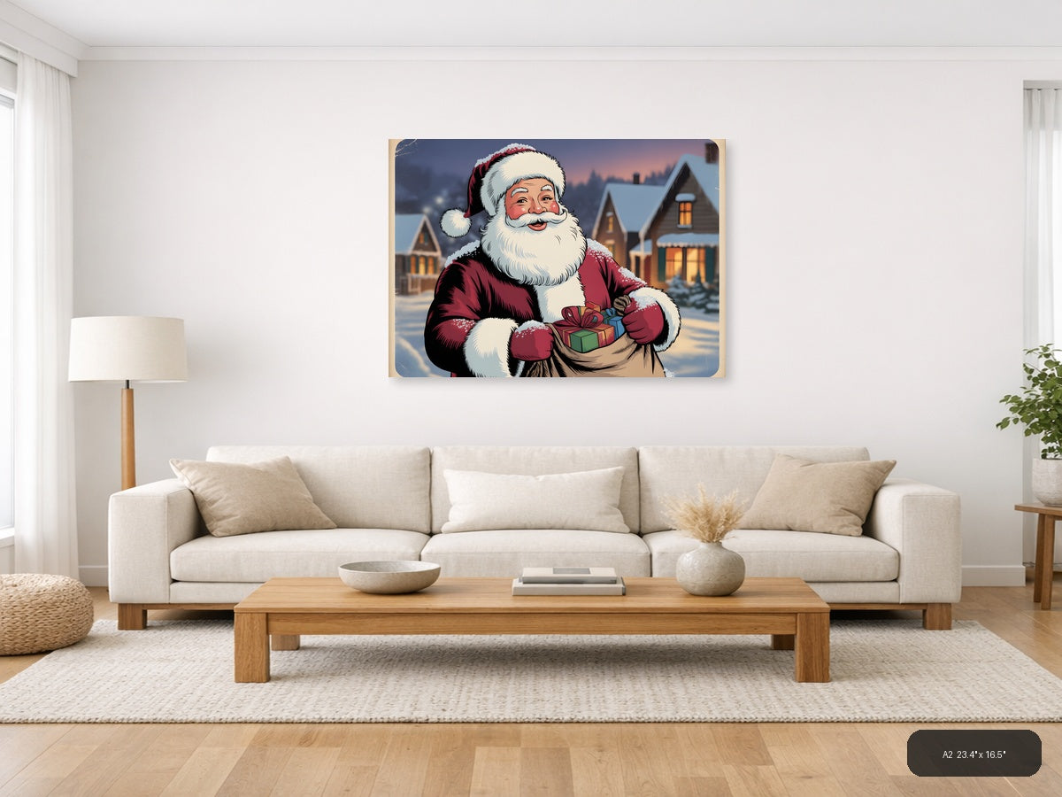 Vintage Santa Claus Christmas Holiday Wall Art — A2 / Living Room