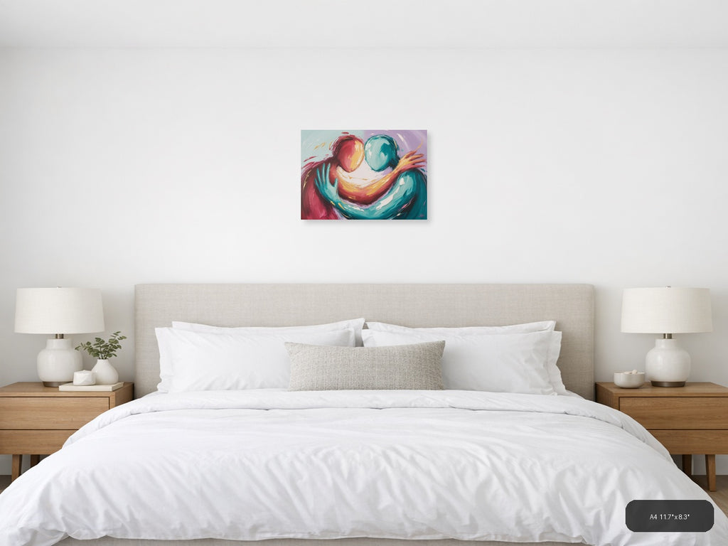 Abstract Colorful Figures Embracing Modern Wall Art — A4 / Bedroom