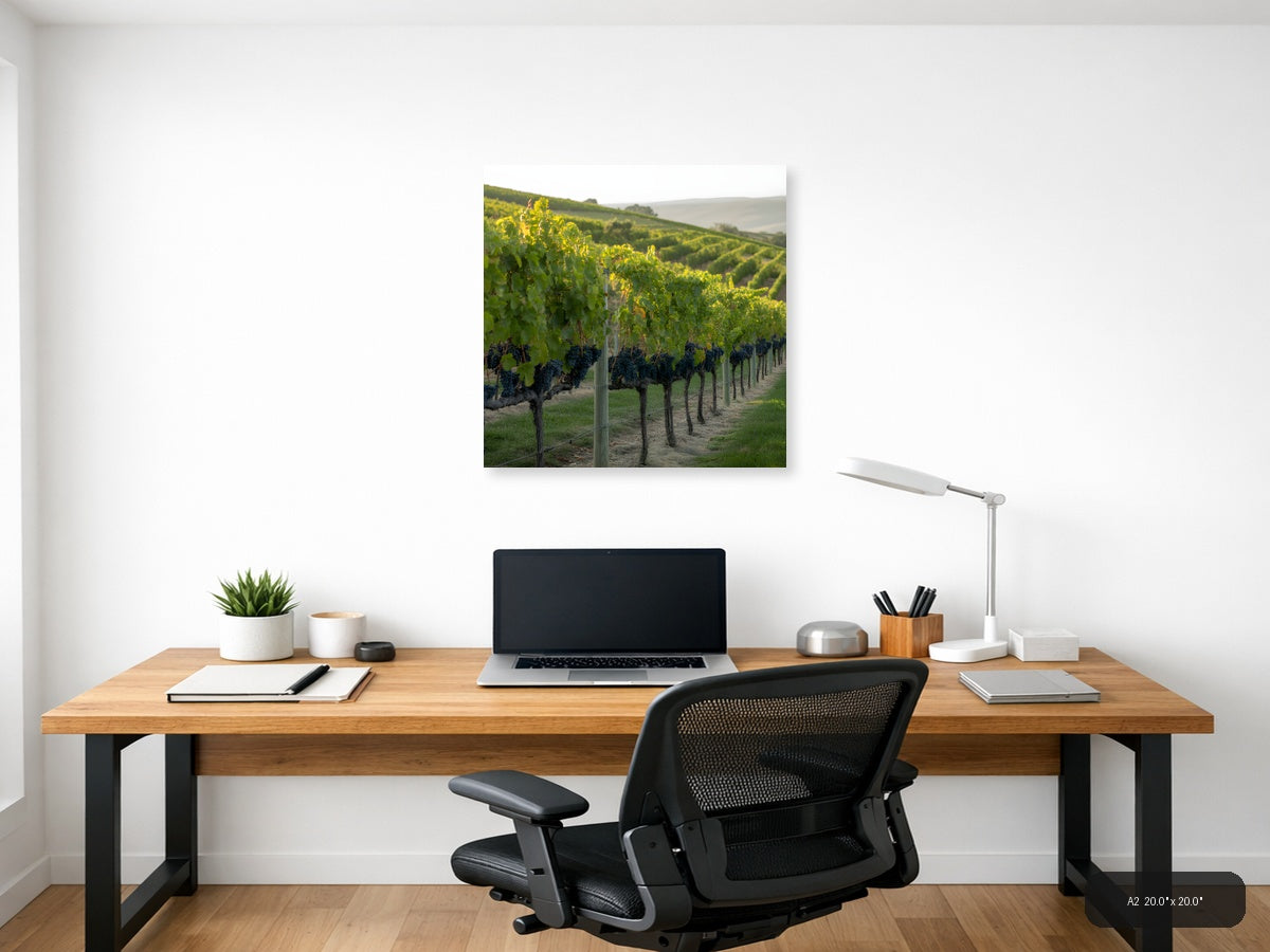 Vineyard Rows at Golden Hour - Minimalist Wall Art — A2 / Office