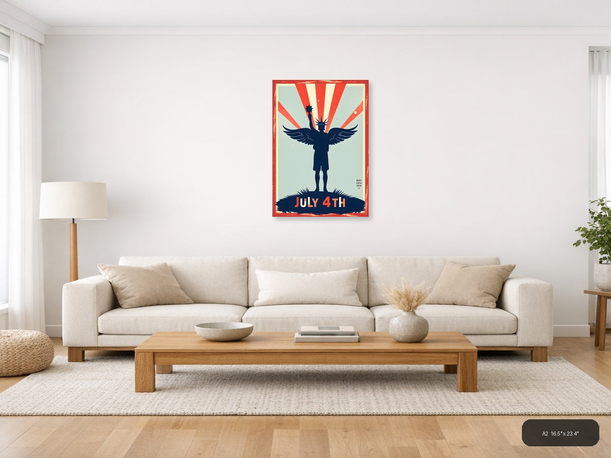 Vintage July 4th Statue of Liberty Patriotic Wall Art — A2 / Living Room