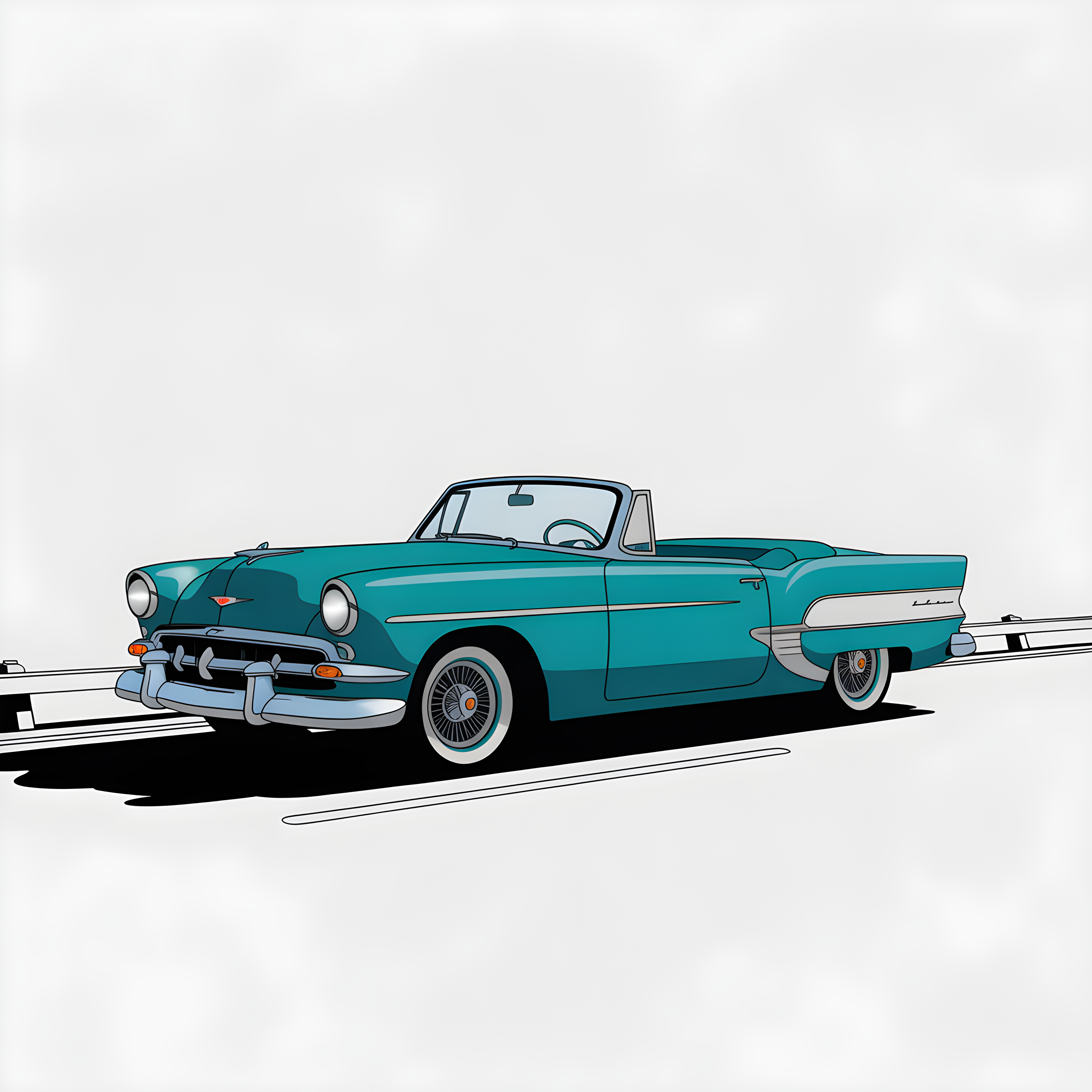 Turquoise Classic Convertible Car Minimalist Wall Art