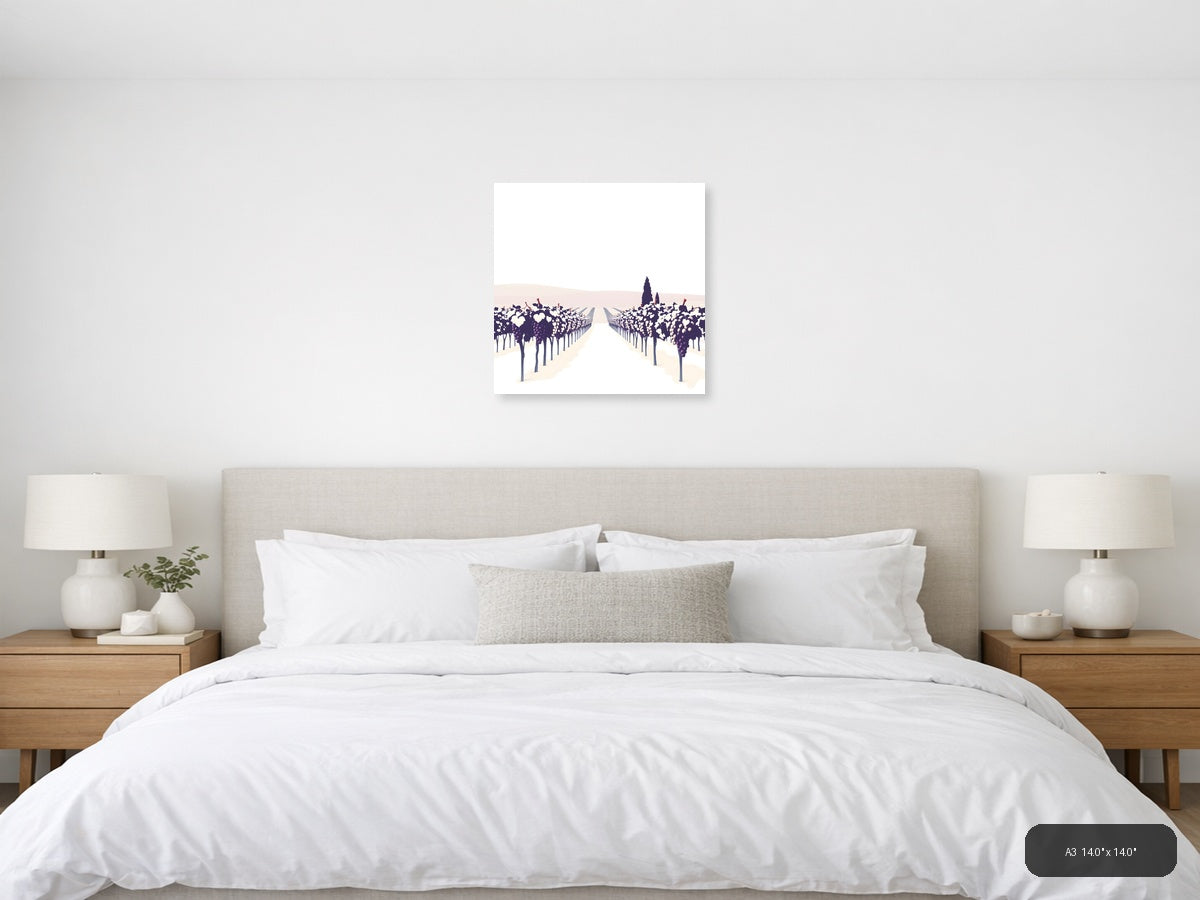 Minimalist Vineyard Path Wall Art — A3 / Bedroom