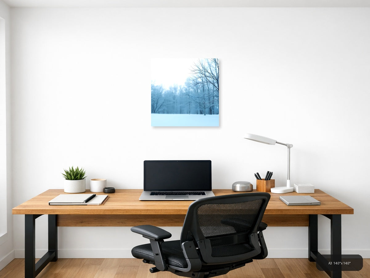 Minimalist Winter Forest Snow Landscape Wall Art — A3 / Office