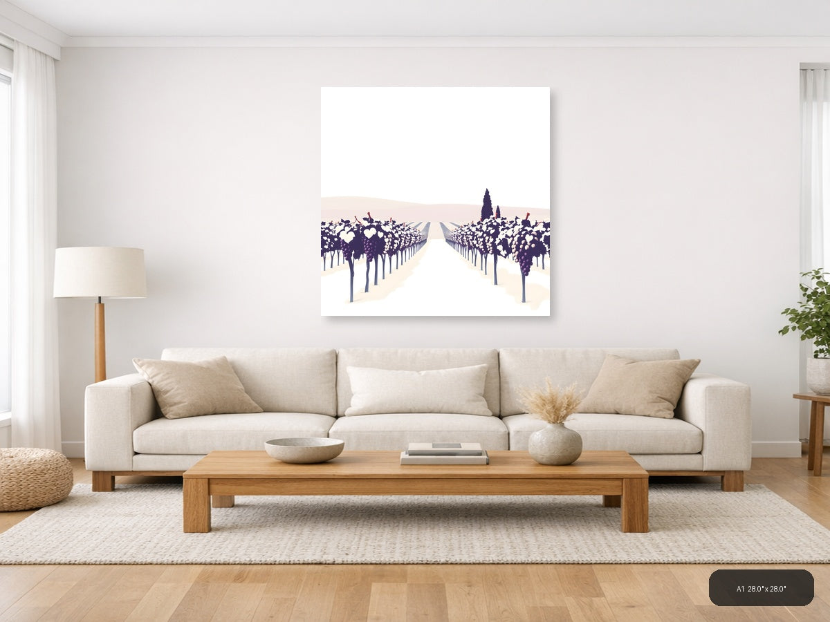 Minimalist Vineyard Path Wall Art — A1 / Living Room