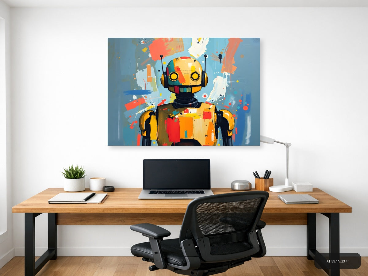 Colorful Robot Portrait Abstract Modern Wall Art — A1 / Office