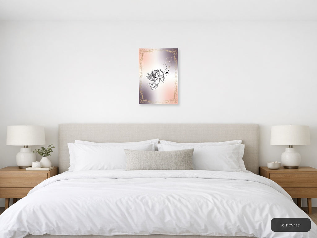 Cupid with Bow and Arrows Line Art Wall Art — A3 / Bedroom