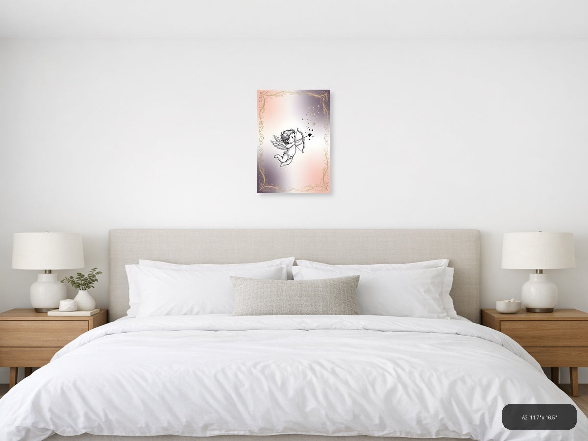Cupid with Bow and Arrows Line Art Wall Art — A3 / Bedroom