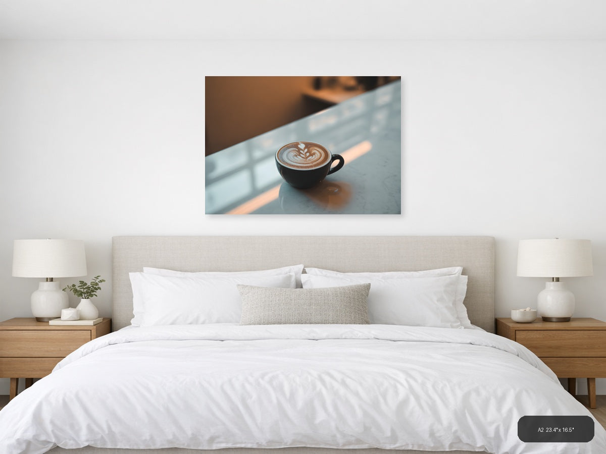 Minimalist Latte Art Coffee Cup Wall Art — A2 / Bedroom