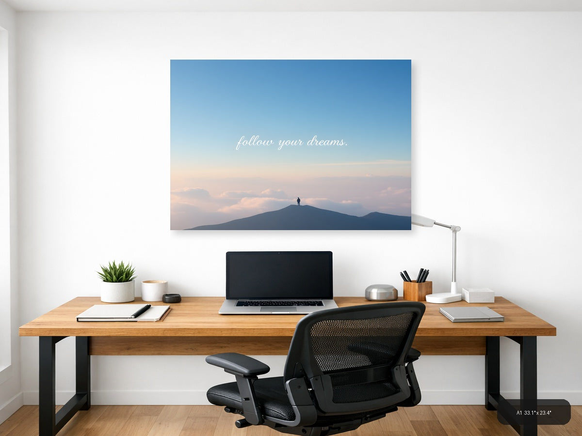 Minimalist Mountain Peak Motivational Wall Art — A1 / Office
