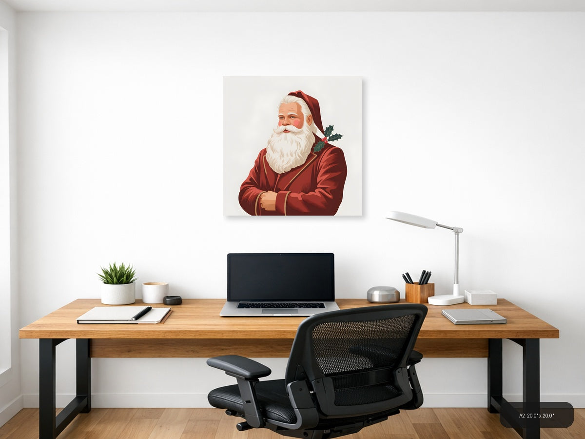 Santa Claus Portrait Minimalist Holiday Wall Art — A2 / Office