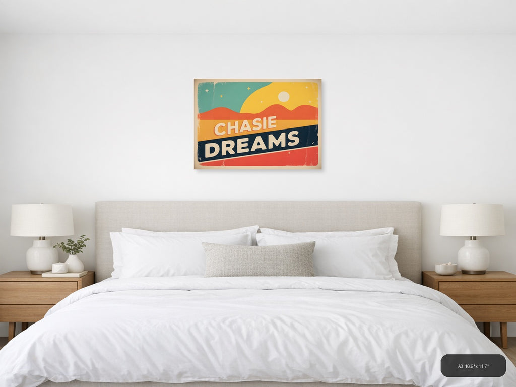 Chasie Dreams Vintage Desert Landscape Wall Art — A3 / Bedroom