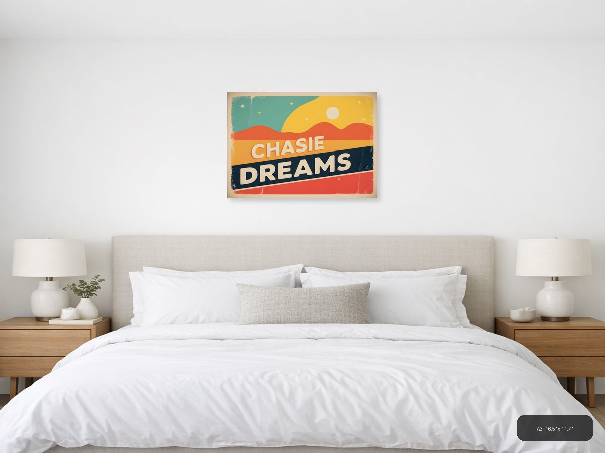Chasie Dreams Vintage Desert Landscape Wall Art — A3 / Bedroom